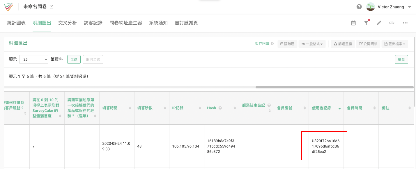 填答含 UserID